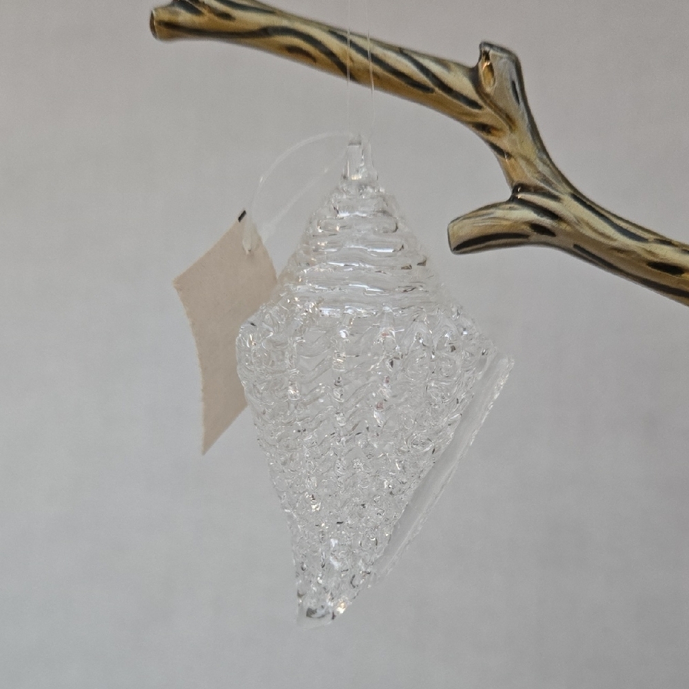 🎅🎅🎅Vntg Silvestri Glass Spun Seashell Ornament NIB Approx. 2.5"x3" - Picture 3 of 5